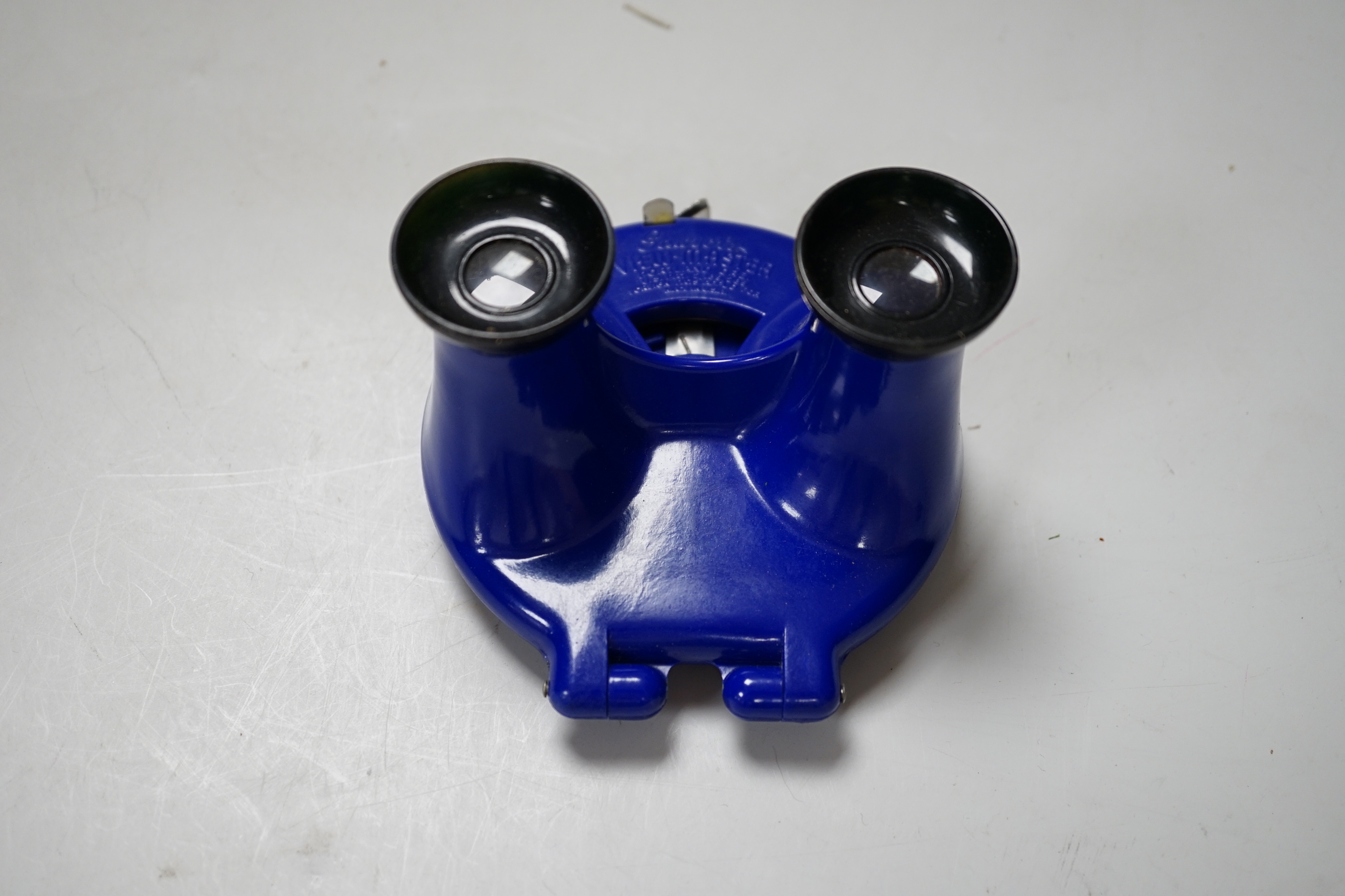 A rare View-Master Model B marine blue viewer, boxed